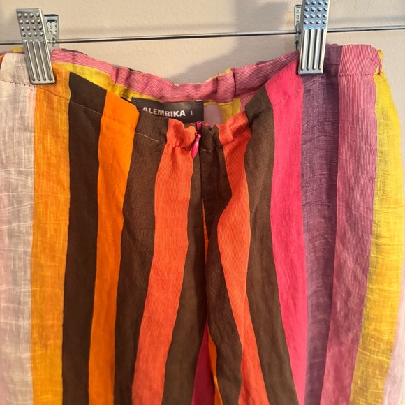ALEMBIKA colorful striped linen cropped wide leg pants - Picture 3 of 7